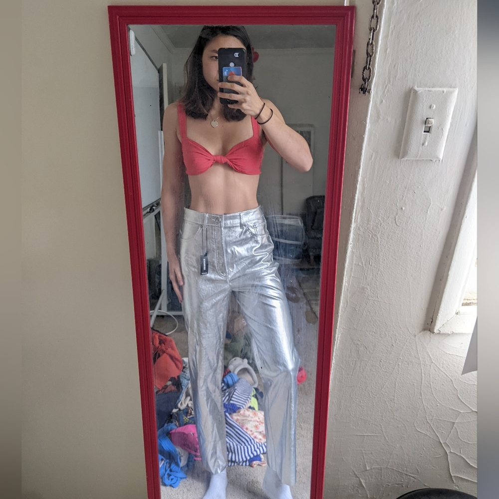 Express Silver Metallic Pants